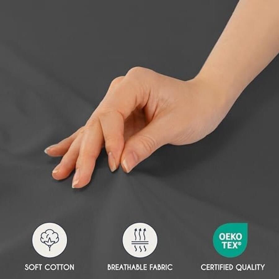 ST TRADING Jersey Katoenen Hoeslakens Antracietgrijs Voor Matras 90 x 200 x 22 cm OEKO-TEX Gecertificeerd Volledig Elastische Band Zacht en Ademend