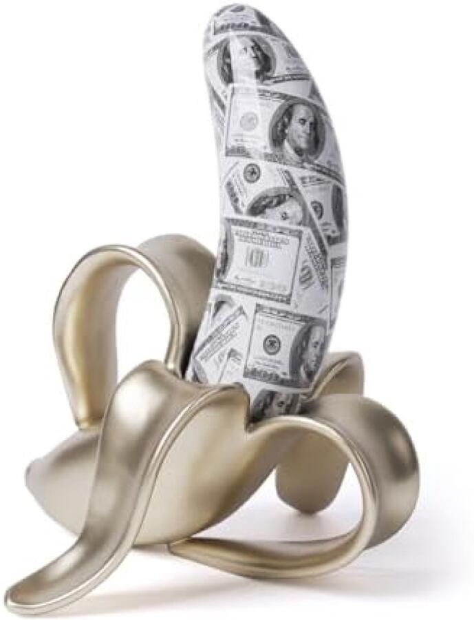ST TRADING Moderne Abstracte Banaan Sculptuur Handgeschilderd Tafel Decoratie Kunstwerk Polyresin Woondecoratie 34 cm Goud