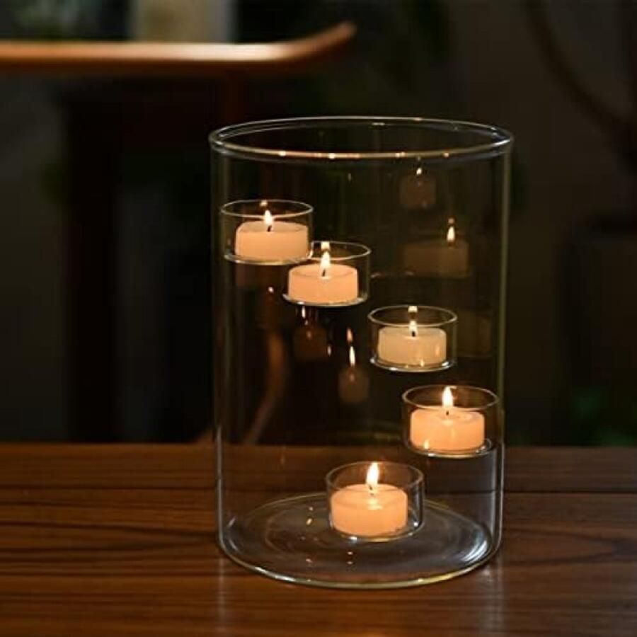 ST TRADING Orkaan Kandelaars Glas Theelicht Kaarsenhouders Pijler Kaarsen 21cm Hoog Transparante Votive Kaars Houders voor Bruiloft Tafel Centerpieces Party Thuis Woonkamer Decoratie