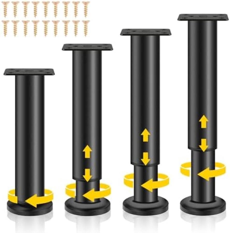 ST TRADING Set van 4 verstelbare meubelpoten Hoogte aanpasbare steunen voor meubels