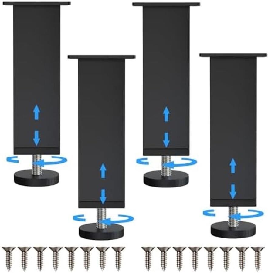 ST TRADING Set van 4 verstelbare meubelpoten Zwarte designpoten voor meubels