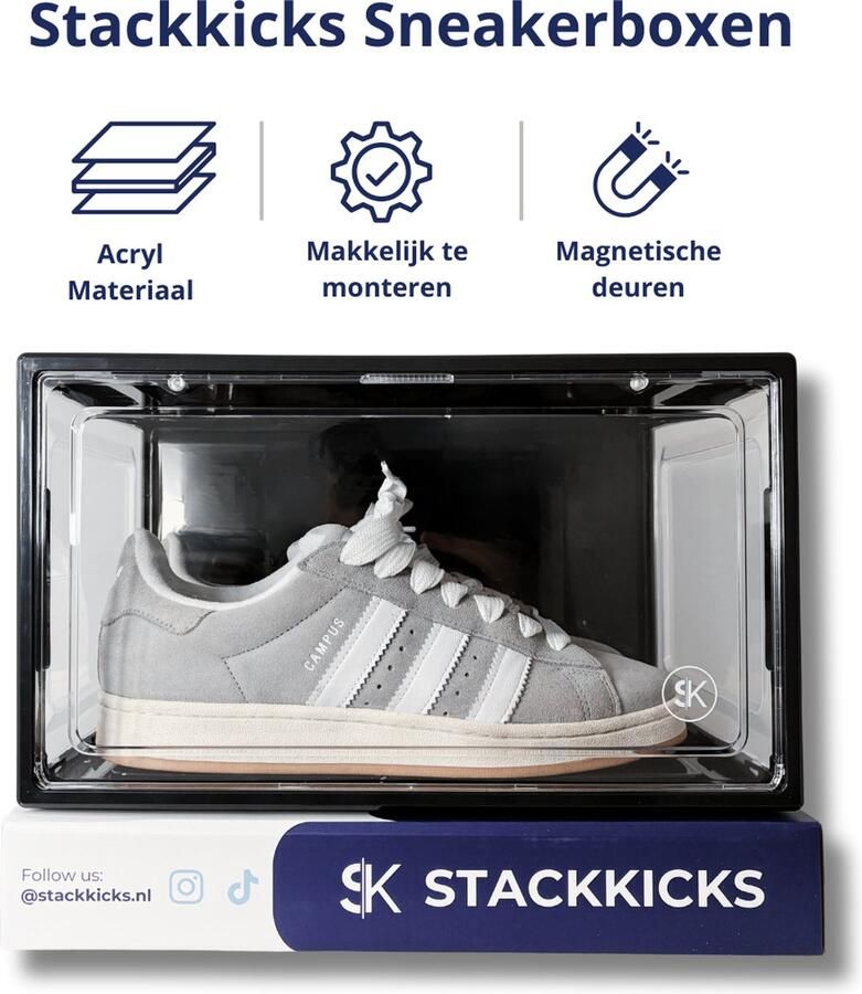Stackkicks Premium Schoenenopbergsysteem Sneakerbox Schoenendoos Zwart Schoenenorganizer 5 stuks