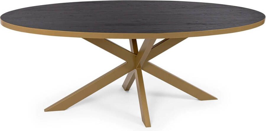 Stalux Eettafel Tafel Mees Tafel Mees Duurzaam Design Hoogwaardige Kwaliteit Ruime Afmetingen Zwart Eikenhout 210 cm