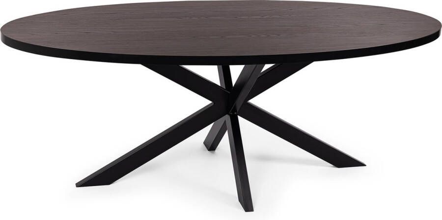 Stalux Ovale eettafel 'Mees' 210 x 100cm kleur zwart bruin hout