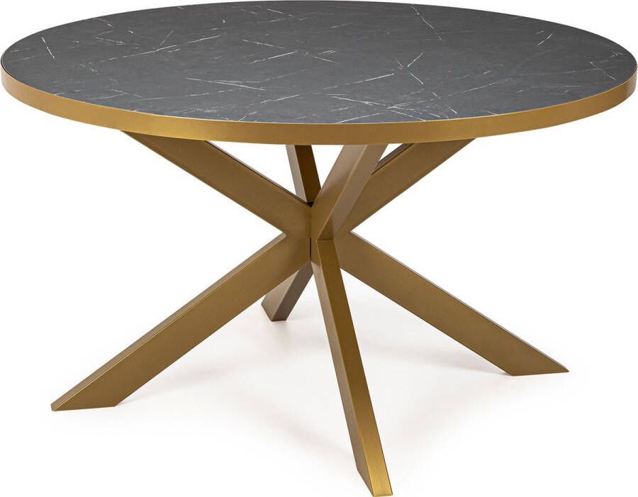 Stalux Ronde eettafel 'Daan' 120cm kleur goud zwart marmer - Foto 2