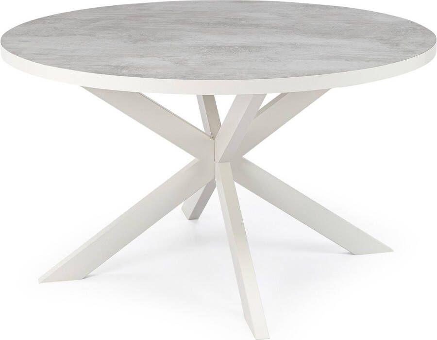 Stalux Ronde eettafel 'Daan' 120cm kleur wit beton