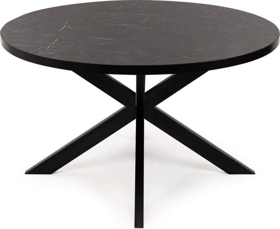 Stalux Ronde eettafel 'Daan' 120cm kleur zwart zwart marmer - Foto 2