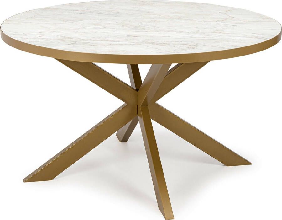 Stalux Eettafel Tafel Daan Stijlvol Design Duurzaam Materiaal Gemakkelijk te Reinigen Wit Marmer 135 cm