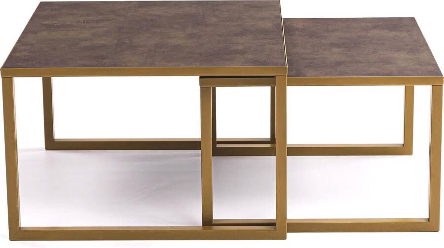 Stalux Salontafelset Set Lisa Uniek Design Duurzaam Materiaal Eenvoudige Montage Bruin Lederlook 65 cm