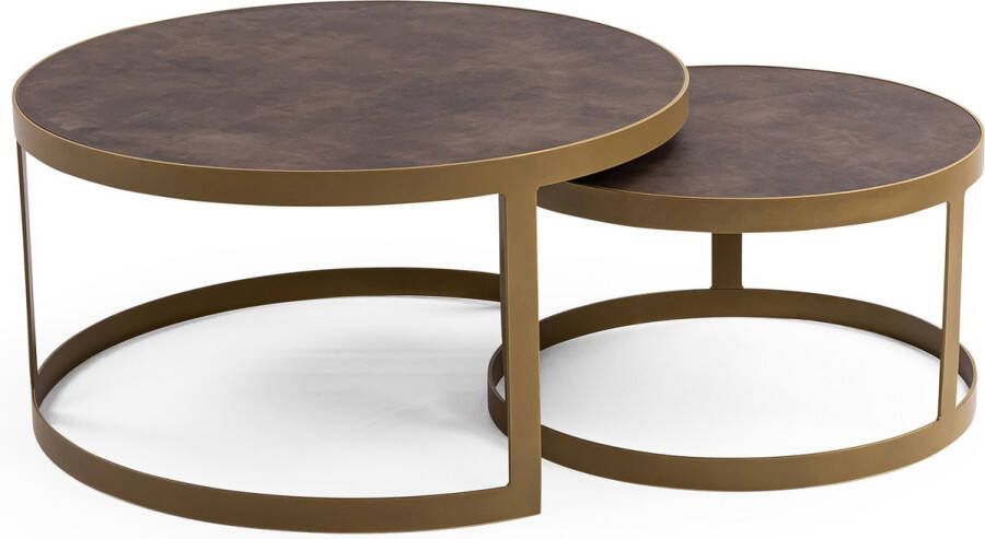 Stalux Salontafelset Set Saar Duurzaam Stijlvol Design Eenvoudige Montage Bruin Lederlook 80 cm