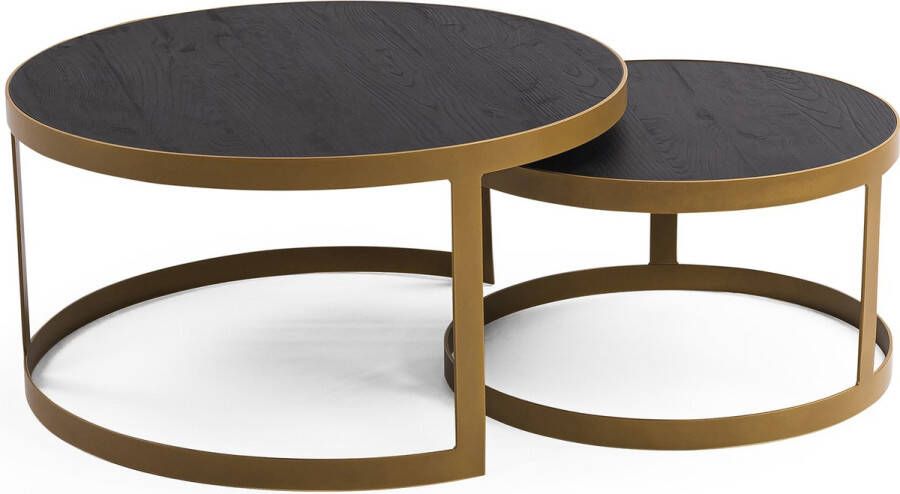 Stalux Salontafelset Set Saar Duurzaam ontwerp Eenvoudige montage Modern design Zwart Eikenhout 80 cm