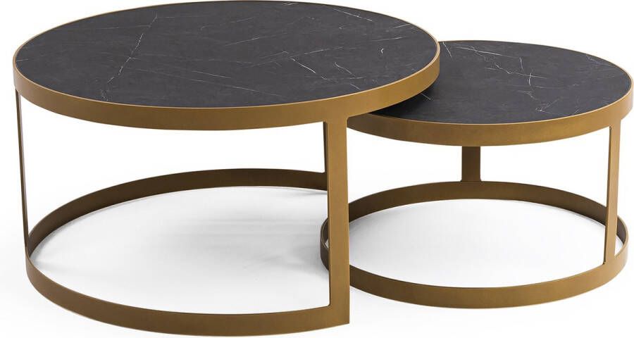Stalux Salontafelset Set Saar Luxe design Duurzaam materiaal Eenvoudige montage Zwart Marmer 80 cm