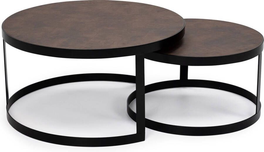 Stalux Salontafelset Set Saar Duurzaam Stijlvol Design Eenvoudige Montage Bruin Lederlook 80 cm - Foto 2