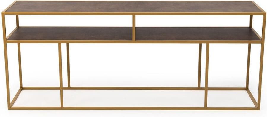 Stalux Side-table Bijzettafel Teun Uniek Design Duurzaam Materiaal Eenvoudige Montage Bruin Lederlook 200 cm