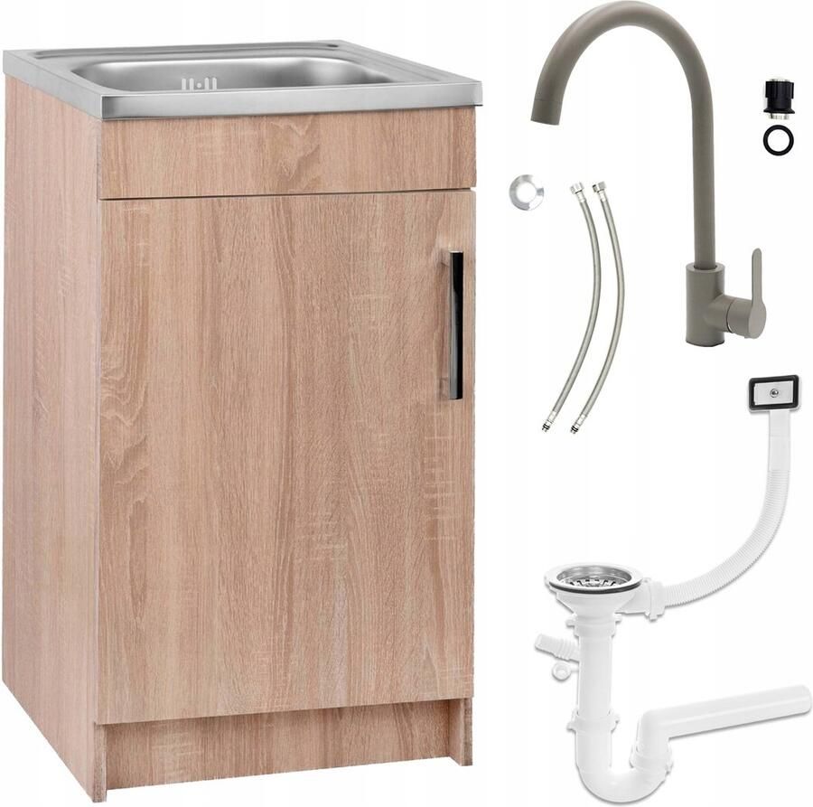 STAMAR Keukenkast 50x40 cm Spoelbak Hoge Kraan Eik Sonoma