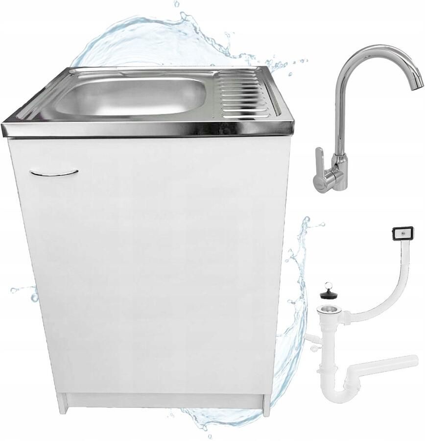 STAMAR Keukenkast 60cm met Wastafel + Wastafelkraan Keuken meubel Wit