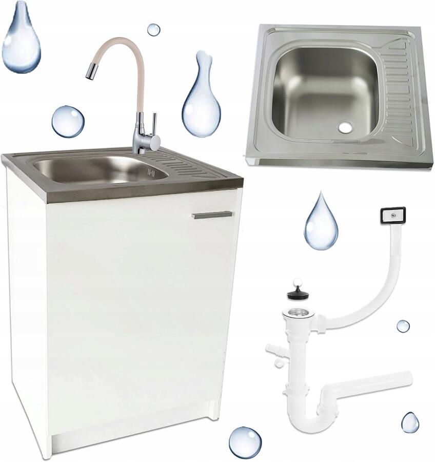 STAMAR Keukenkast 60x50 cm Afvoer Flexibele Kraan Wit