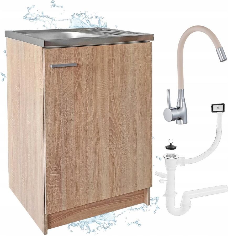 STAMAR Keukenkast 60x50 cm Afvoer Mengkraan Eik Sonoma