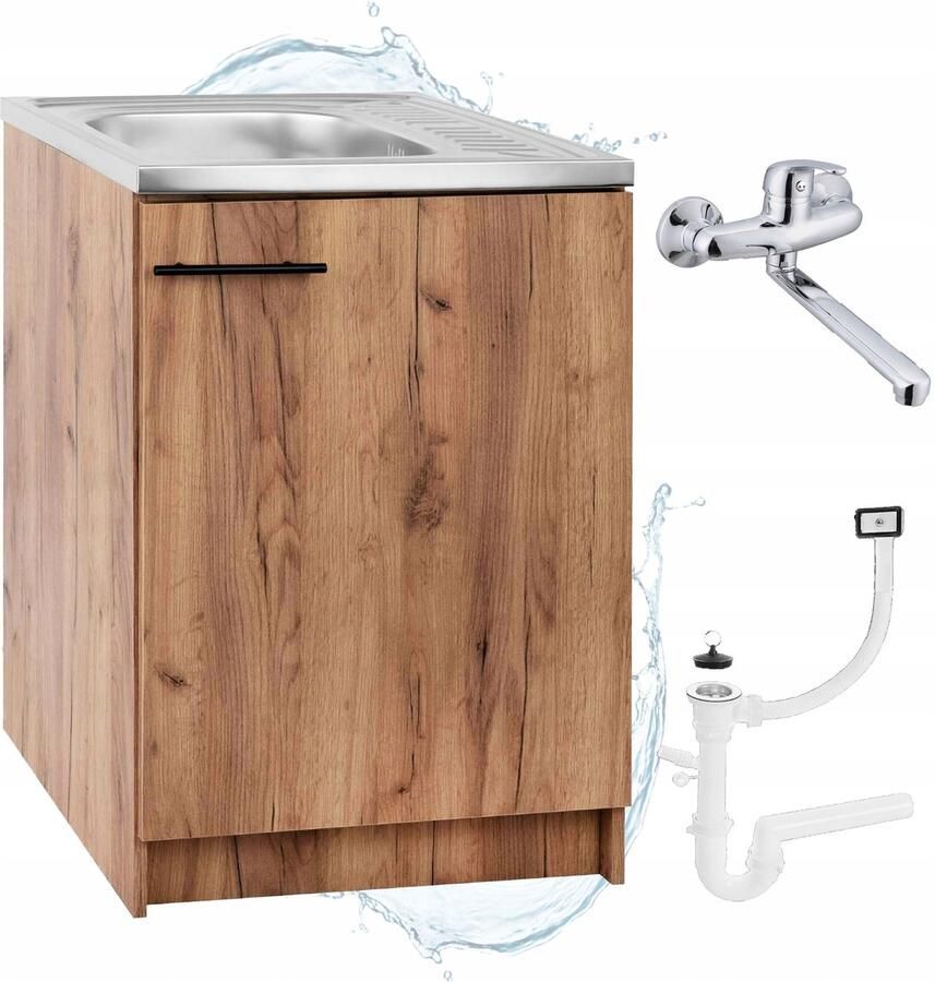 STAMAR Keukenkast 60x50 cm Gootsteen Kraan Eik Gouden