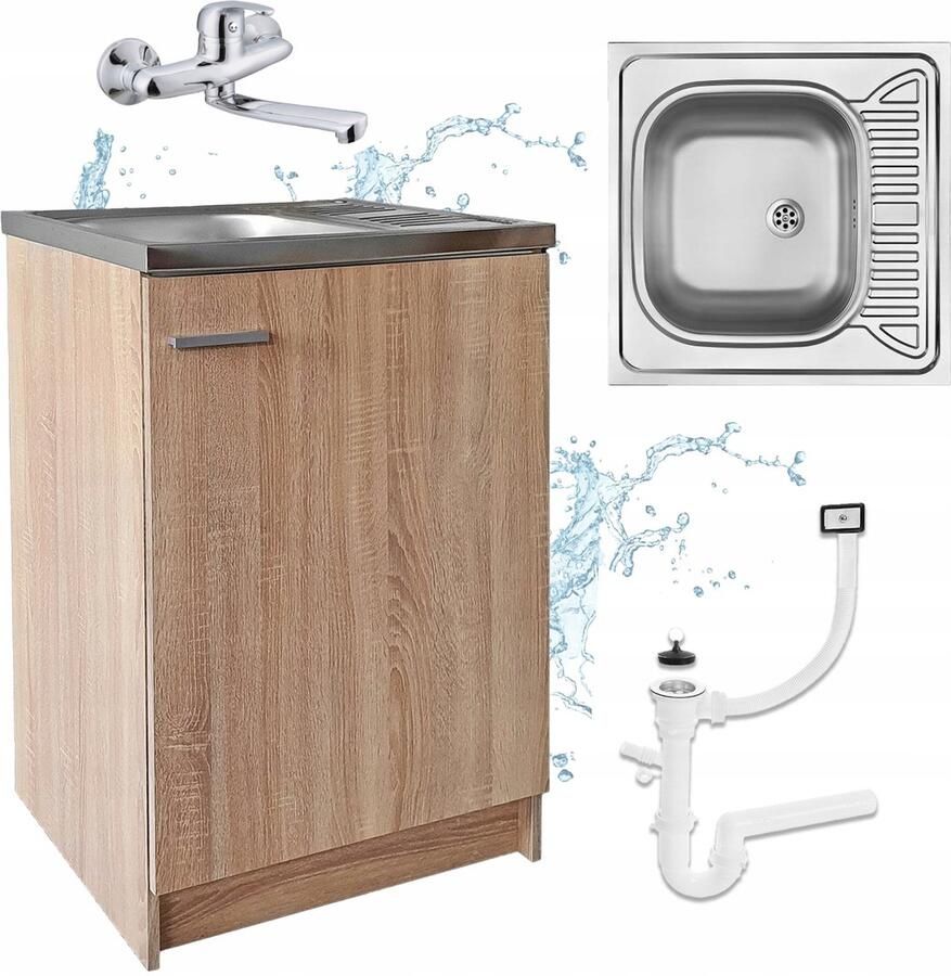 STAMAR Keukenkast 60x50 cm Gootsteen Mengkraan Eik Sonoma