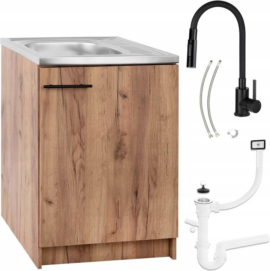 STAMAR Keukenkast 60x50 cm Kraan Afvoer Eik gouden