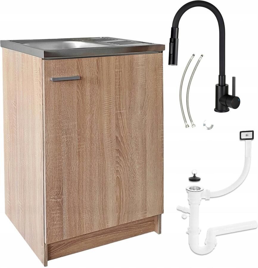 STAMAR Keukenkast 60x50 cm Kraan Zink Eik Gouden