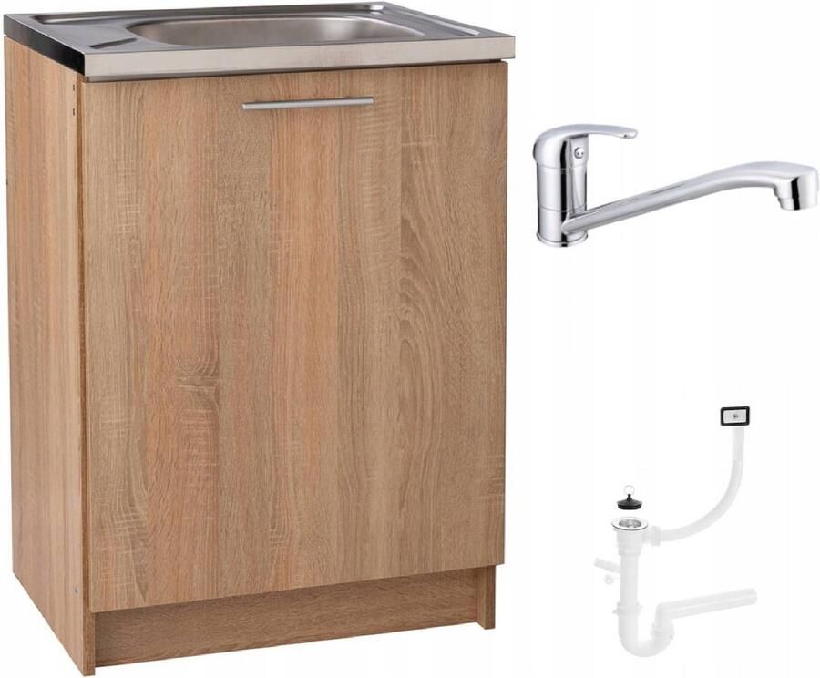 STAMAR Keukenkast 60x50 cm + Spoelbak + Draaiende Kraan Eik Sonoma