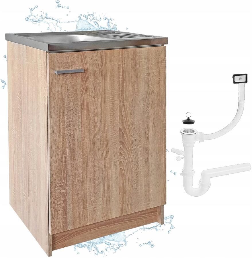 STAMAR Keukenkast 60x50 cm + Wasbak Deante + Sifon Eik Gouden