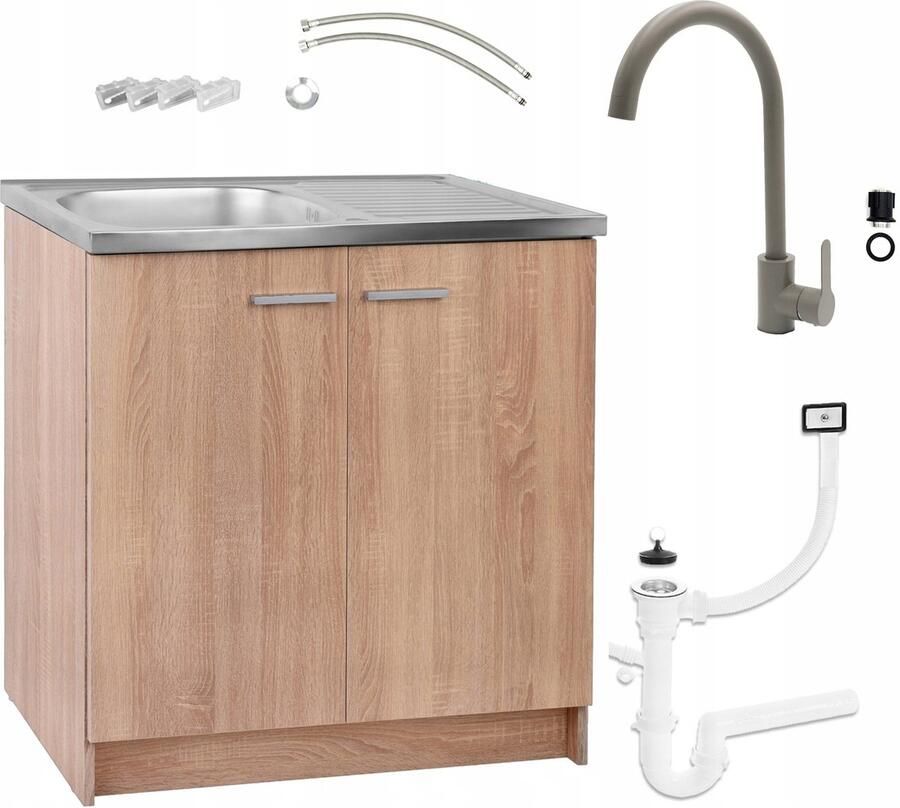 STAMAR Keukenkast 80cm Afvoer Bevestiging Eiken Sonoma