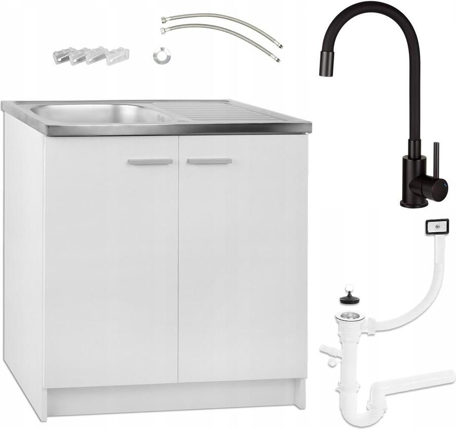 STAMAR Keukenkast 80cm Kraan Afvoer Wit