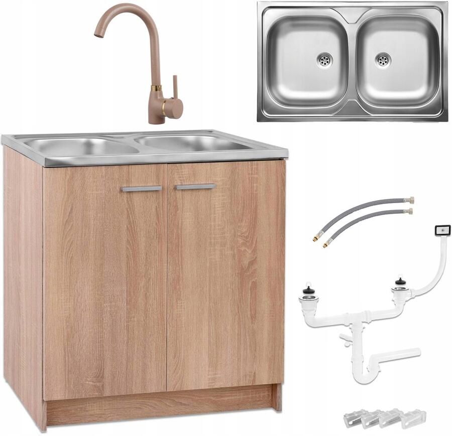 STAMAR Keukenkast Eiken 80 Spoelbak Beugel Beige