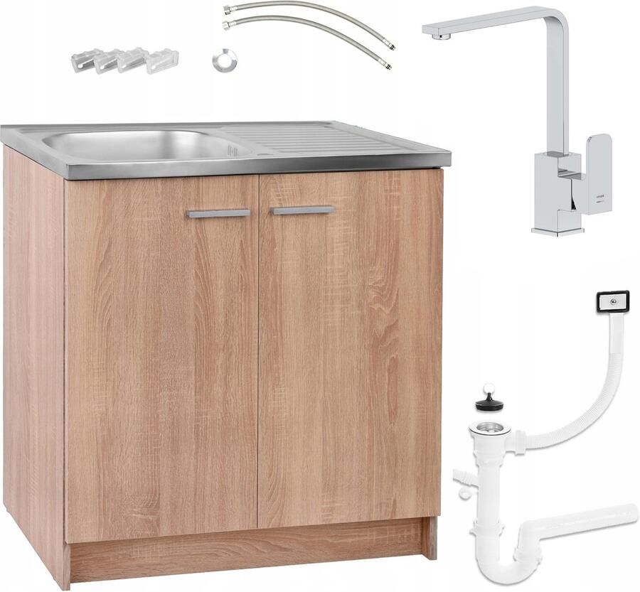 STAMAR Keukenkast Eiken Sonoma 80cm Kraan Bevestigingen Eik