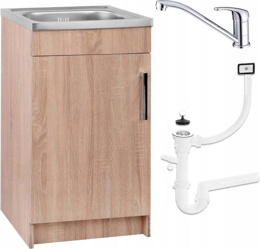 STAMAR Keukenkast + Spoelbak 50x40 cm + Kraan Afvoer Sonoma