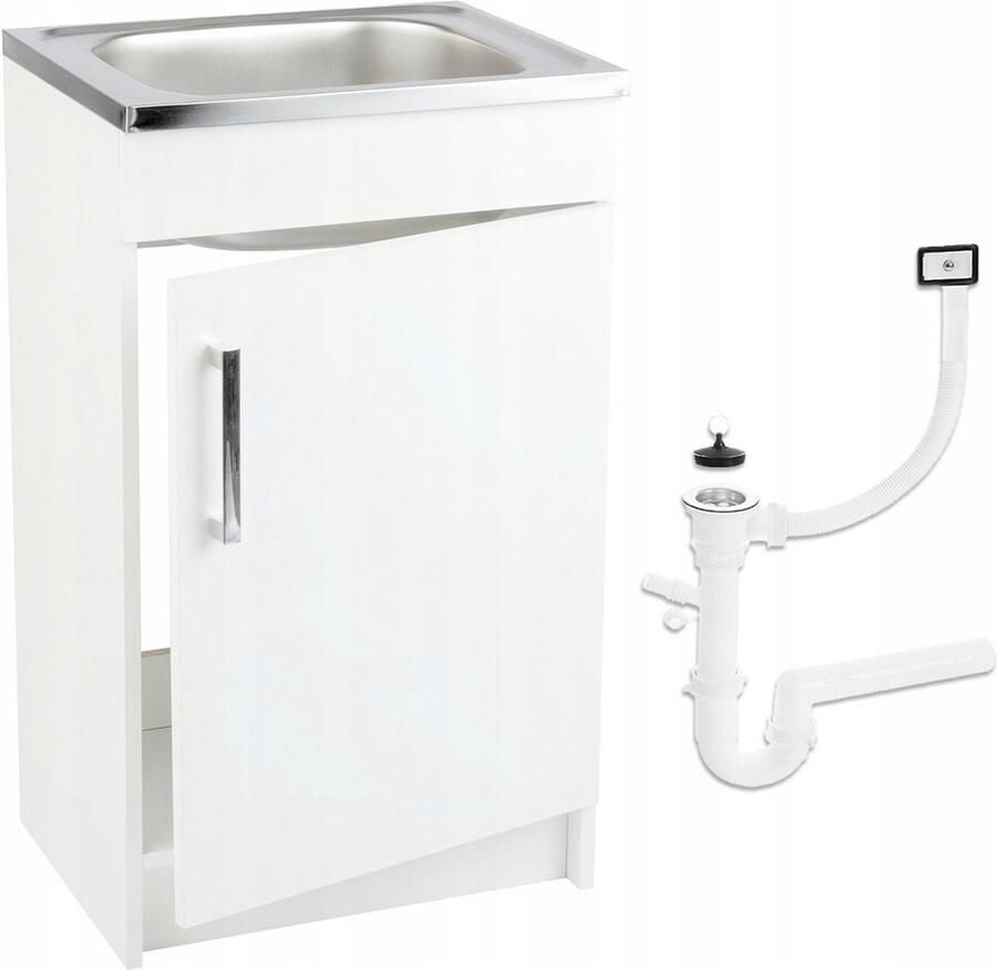 STAMAR Keukenkast Staand 50x40 cm + Spoelbak + Afvoer voor vaatwasser Wit