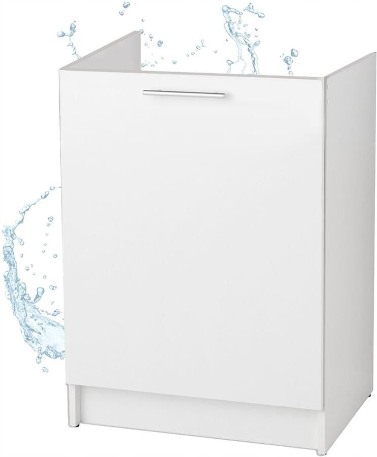 STAMAR Keukenkast Staand 60 x 50 x 83 cm onder de Spoelbak Eenvoudige Montage Keukenmeubel Wit