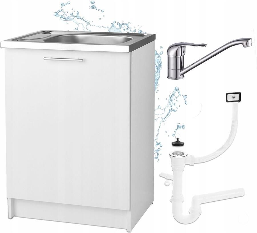 STAMAR Keukenkast Staand 60x50 cm Afvoer Mengkraan Wit