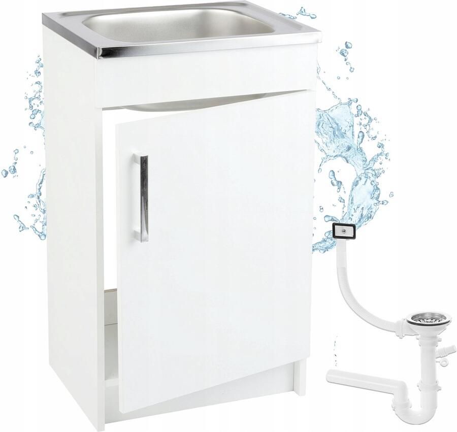 STAMAR Keukenkast Staand 50x40 cm + Spoelbak + Afvoer voor vaatwasser Wit - Foto 2