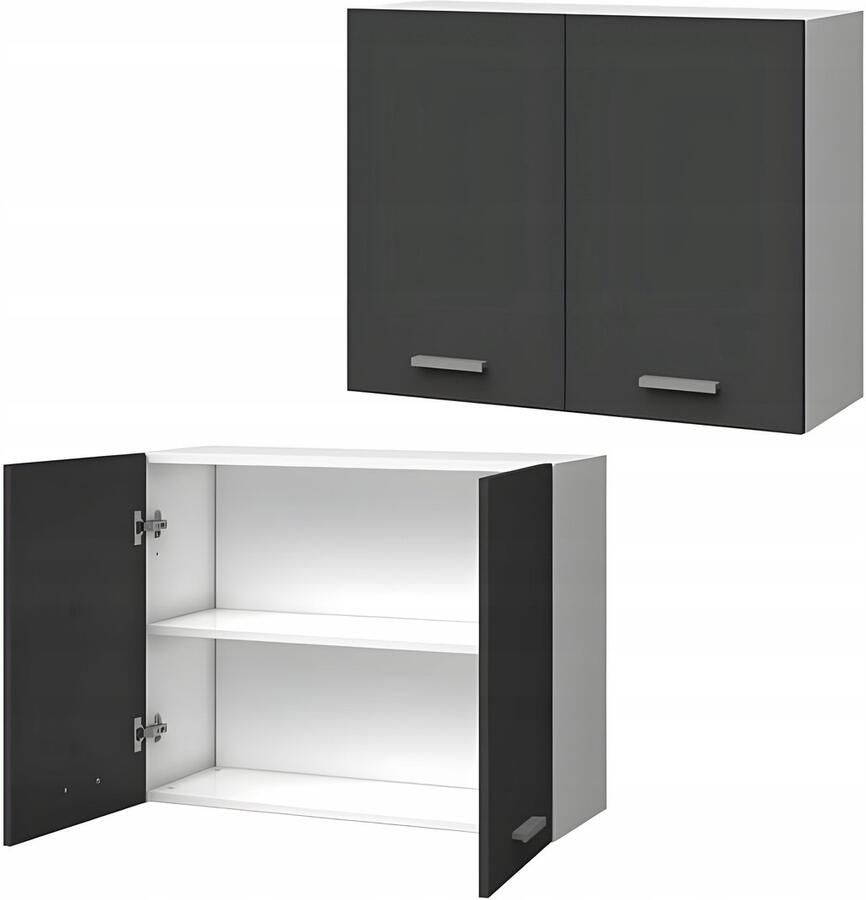 Anders EXTRA Hoge keukenkast L 80 cm 2 deuren Matgrijs