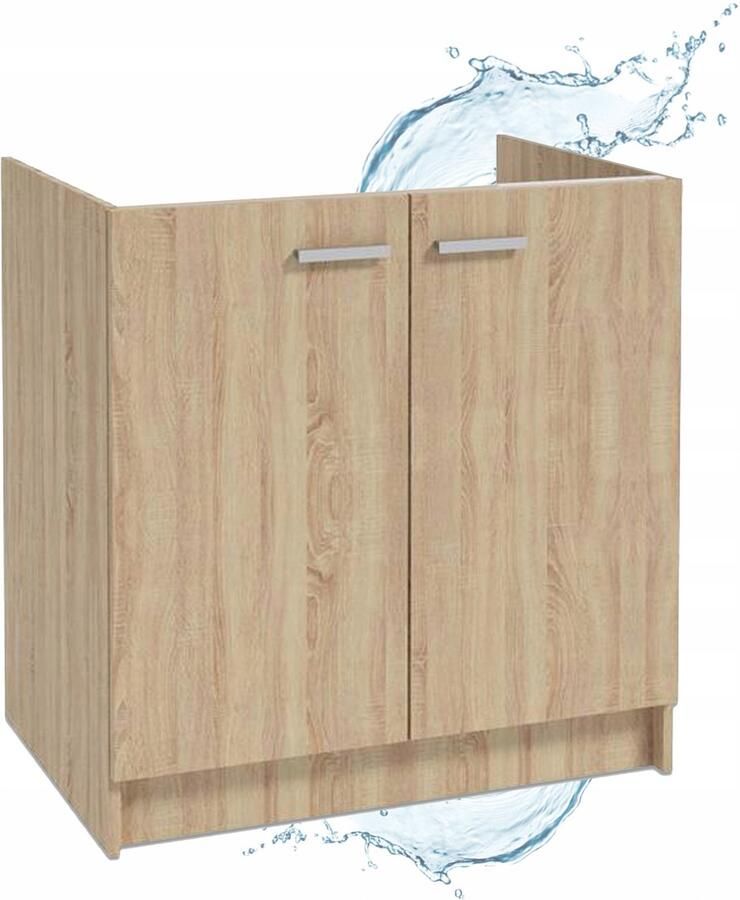 STAMAR Ruime Keukenkast 80 x 46 cm onder de Gootsteen Eenvoudige Montage Keukenoplossing Eik