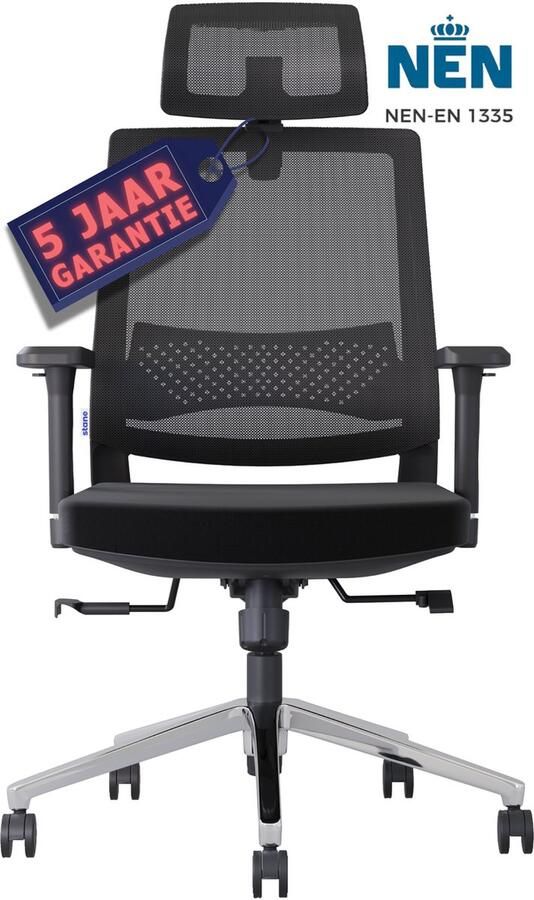 Stane Ergonomische bureaustoel – Verstelbaar – Gamingstoel – NEN-EN 1335 keurmerk extra lange hoofsteun 3 jaar garantie - Foto 4