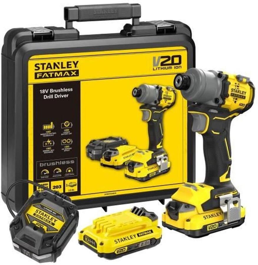 STANLEY Gereedschap 18 V ACCU slagmoersleutel 2x accu 2.0 Ah Li-Ion lader SFMCF830D2K-QW