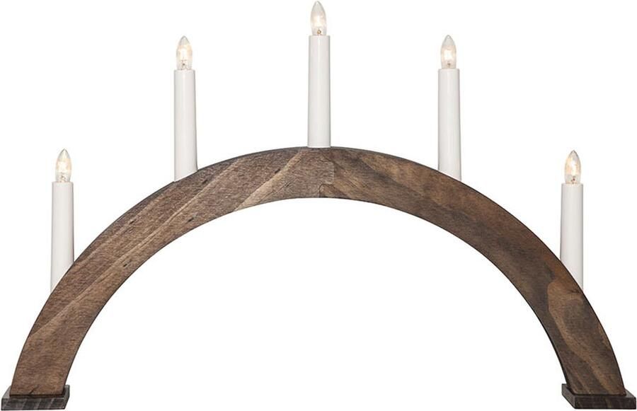 Star Trading Albo' kaarsenboog 5-lichts grenenhout E10-lamp bruin gebeitst H 33 cm B 51 cm