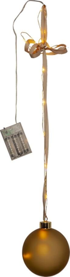 Star Trading Batterijgevoede kerstlamp 'Bliss' met kerstbal 16 dauwdruppel-LED's timer goud Ø 10 cm