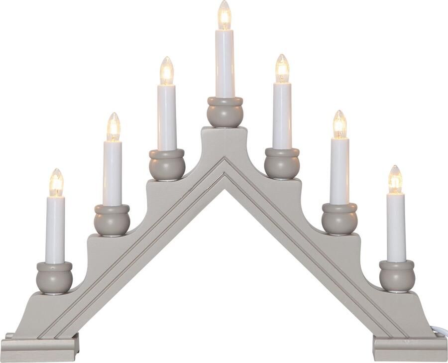 Star Trading booglamp 'Karin' 7-lichts hout grijsbruin