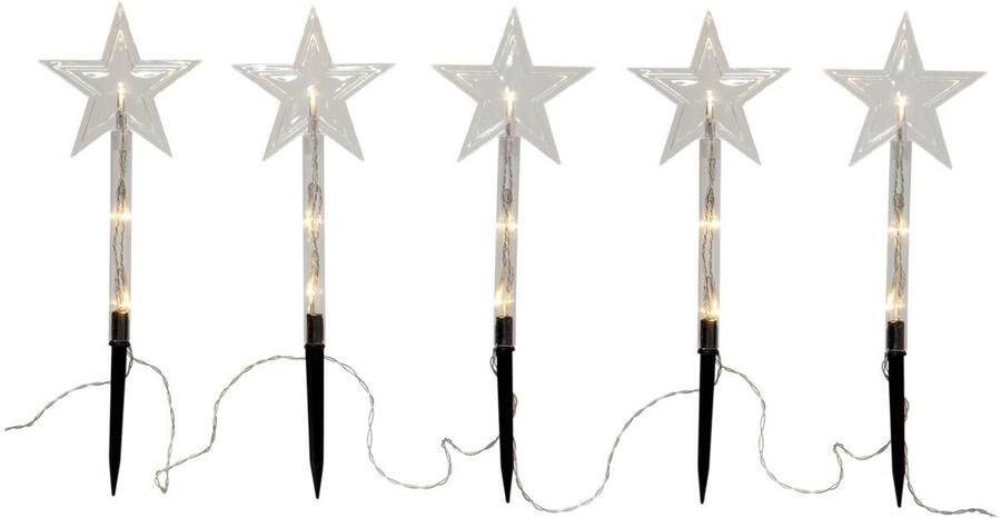 Star Trading Buitenverlichtingsketting 'Wandy' met lichtgevende sterren batterijen + timer 5 LED-lichtbronnen warm wit L 140 cm
