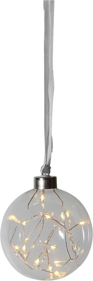 Star Trading LED kerstbal 'Glow' batterij + timer hangende lichtdecoratie transparant helder Ø 10 cm
