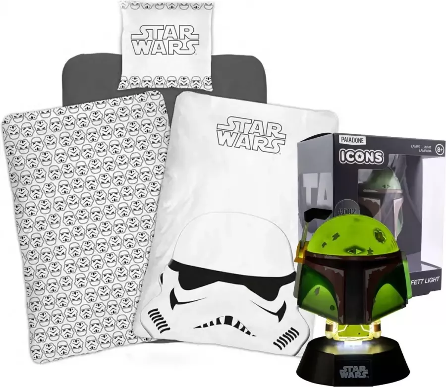 Star Wars Dekbedovertrek Clone Army Eenpersoons 140 x 200 cm Bio Katoen incl. Boba Fett Lamp