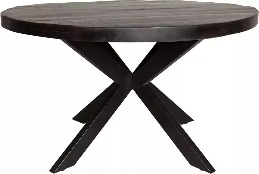 Starfun Eetkamertafel zwart denver rond mangohout 76(h) x 10 cm