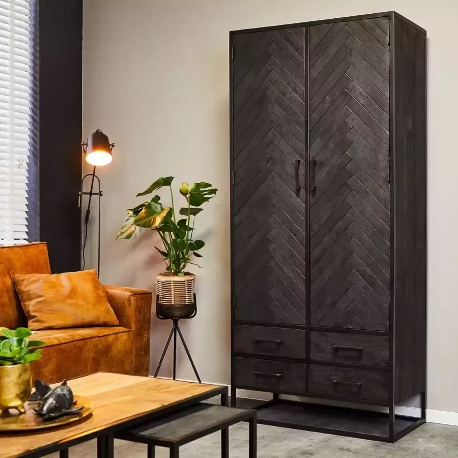 Starfun Kabinet zwart new york mangohout 90 x 90 x 200(h) cm