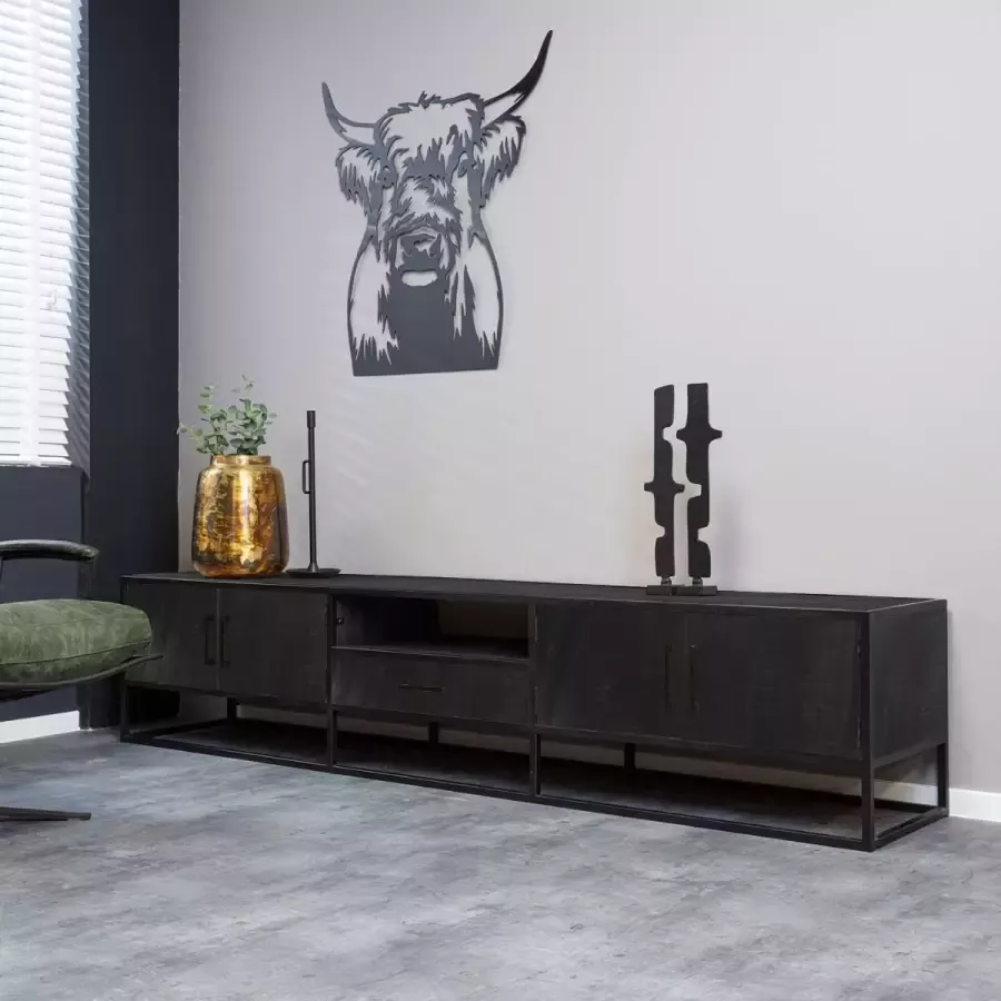 Starfurn Tv meubel Denver Black 240 cm | Mangohout en staal|STF-8709 - Foto 3